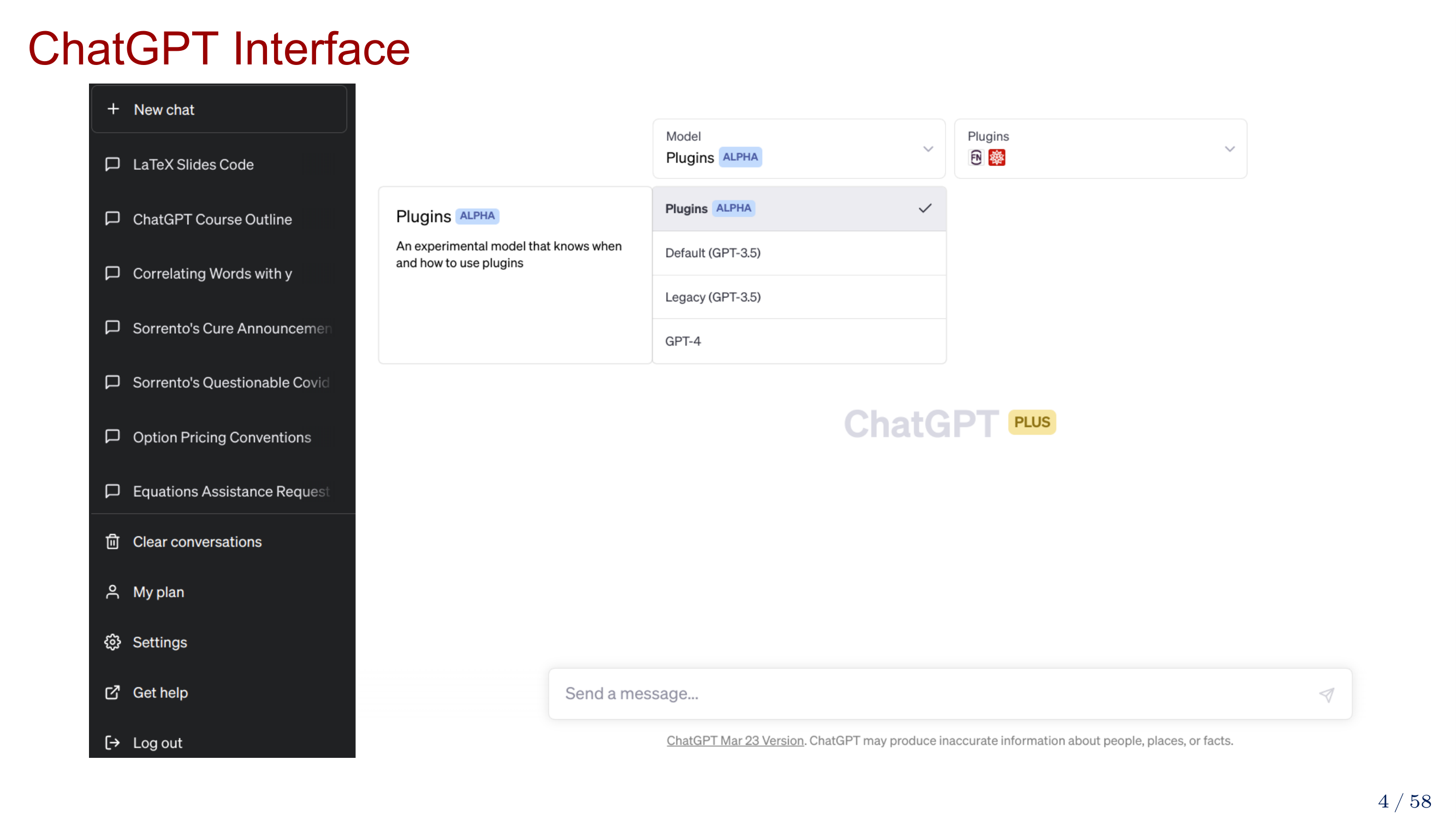 ChatGPT interface
